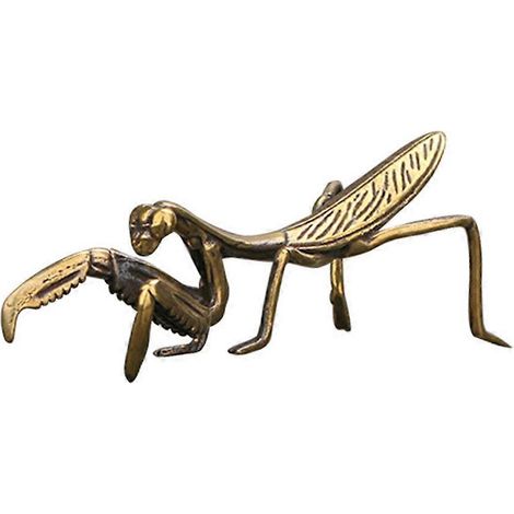 Figurine de Mante en Cuivre Antique - Miniature Solide pour Jardin, Sculpture d'Insecte Décorative (1/4)