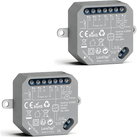 Lot de 2 interrupteurs de volet roulant ZigBee - Commande Smart Home pour volets roulants - 380 W - Compatible avec hub nécessaire (1/5)