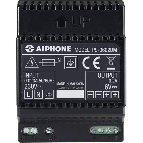 Aiphone – Alimentation 230 Vac / 6 Vcc – 0,2 A – Autre accessoire pour interphone – PS0602DM (1/2)