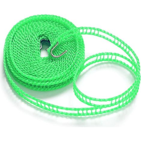 Ineasicer Corde à Linge Extensible Antidérapante Portable Nylon Corde Linge Camping, Coupe Vent Corde à Linge Retractable Fil Etendage a Linge Exterieur,10m vert (1/4)