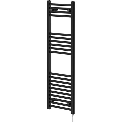 Colore Matt Black 1200mm x 400mm Straight Electric Heated Towel Rail (1/5)