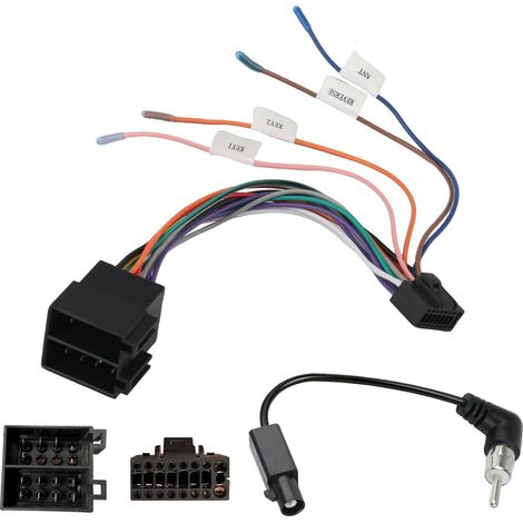 Adaptateur Autoradio 16 Broches vers ISO avec Antenne, Câble Adaptateur de Câblage Radio ISO, Câble Faisceau Radio Voiture für VW Polo Golf Passat Beetle BMW (1/5)