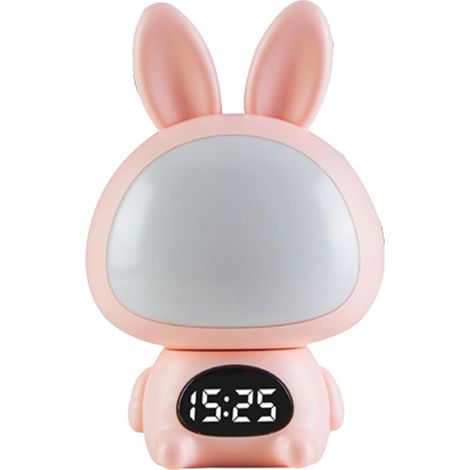 Lumière de nuit LED rose lapin mignon, télécommande, veilleuse murale, protection des yeux pour bébé, chambre à coucher, table de chevet, style monochrome (1/5)