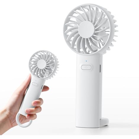 Portable Handheld Fan, USB Rechargeable Mini Fan, 3-Speed Battery Operated Desk Fan, Quiet Electric Fan for Office & Outdoor Use,White (1/5)