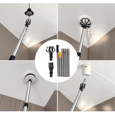 Changeur de lampe pour hauteurs élevées, extensible jusqu'à 1.8 m avec design flip lock, cage 8 griffes, 8 pièces (1/5)