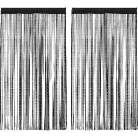 Rideaux à fils, 2 pièces, 140 x 250 cm, noirs