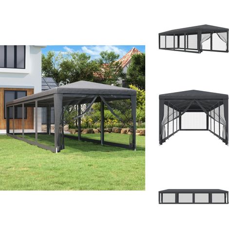 Partyzelt mit 10 Mesh-Seitenwänden Anthrazit 3x12 m HDPE - Partyzelt - Outdoorzelt - Gartenpavillon - Festzelt - Sommergarten
