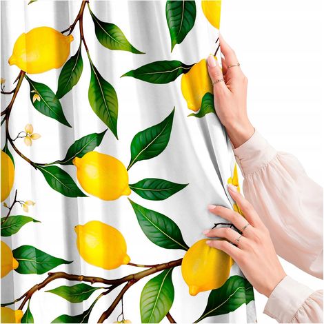 Rideau pour salon, cuisine, chambre, ruban grenouille, rideaux prêts à poser, citrons, 170 cm (1/5)