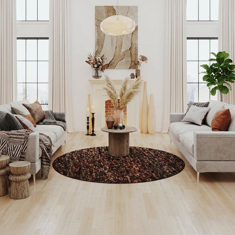 Tapis en laine Mosaik - Tapis en laine  - 200x200cm, Round - 100% Laine vierge - Tissé main - Multicolore