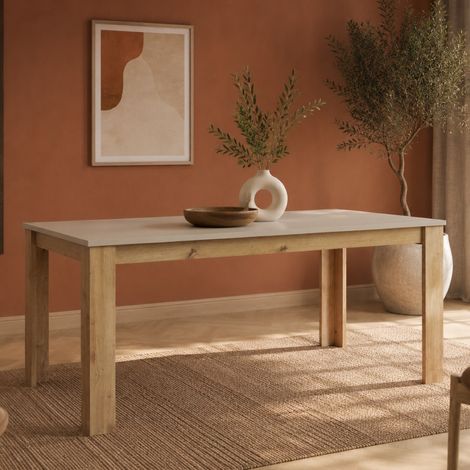 Table de salle à manger moderne beige et bois 180cm IRINA (1/4)