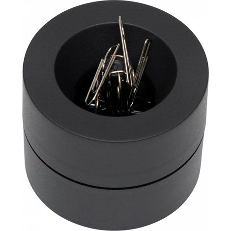 MAUL portaclips MAULpro Eco Ø7.3x6cm Organizador escritorio fabricado con más del 85% de plástico reciclado Accesorio de escritorio con imán para clips oficina Incluye 15 clips Negro (1/5)