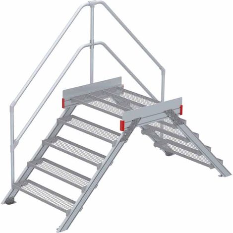Euroline 512 Überstieg 45° 1000mm Stufenbreite 2x5 Stufen Stahl Gitterrost