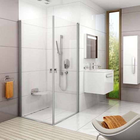Ravak Chrome - Puerta de ducha CRV1-100, 98-100 cm, aluminio brillante/vidrio transparente 1QVA0C01Z1 (1/5)