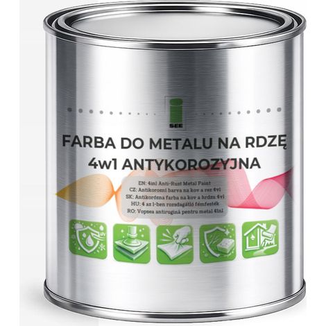 Pintura metálica para óxido 4 en 1 blanca RAL9016 I SEE acero galvanizado hierro fundido 1L brillante (1/5)