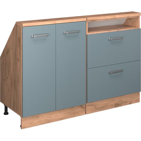 Set di mobili sottotetto Rion, Rovere blu-grigio/oro, Set di 2, Vicco