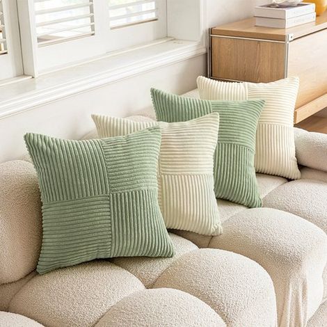 4 fodere per cuscini Boho,45 x 45 cm,con motivo a croce,fodere decorative in velluto a coste,fodere moderne per divano,bianco arancione (1/5)
