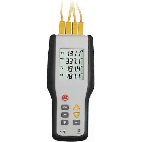 Digitales Thermoelement-Thermometer Typ K (HT-9815) mit Thermoelement-Sonde für industrielle Temperaturmessung (-200 °C bis 1372 °C, Zweikanal) (1/4)