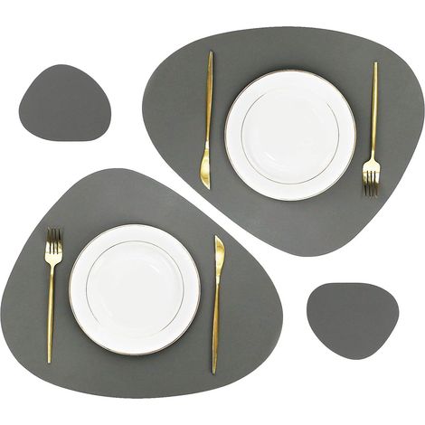 Set de sets de table en cuir recyclé, décoration de table de cuisine (1/5)