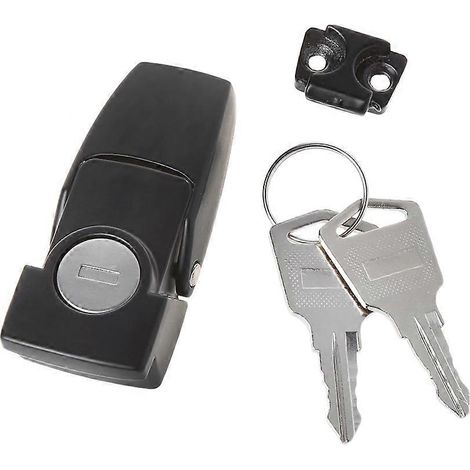 DK604 Cadenas à boucle auto-agrippante en métal noir pour armoires, verrou de sécurité à bascule avec deux clés (1/5)