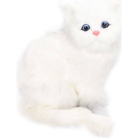Chaton Blanc Simulé Mignon et Attrayant, Peluche Jouet Fausse Chat avec Pile 84mAh pour Cadeau Décoration (1/5)