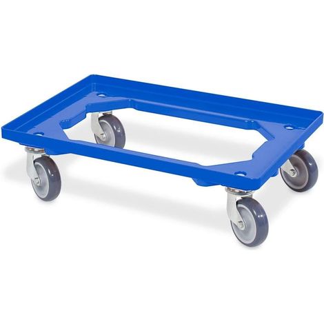 BRB Transportroller für Behälter 60x40 cm, offen, 4 Lenkrollen, 250 kg Tragkraft (blau)