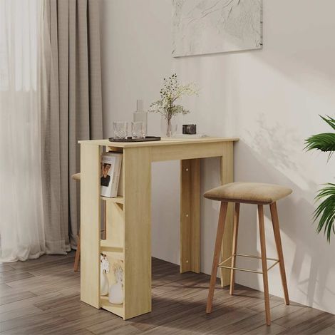 vidaXL Tavolino da Bar con Ripiani Sonoma 102x50x103,5cm in
