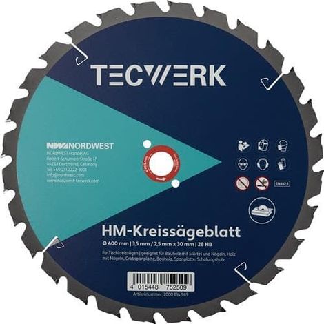 TECWERK Tischkreissägeblatt AD 500mm Z.36 HB Schnitt-B.3,8mm TECWERK (1/3)