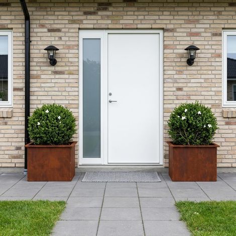 vidaXL Jardinera para jardín con luces LED 2 uds. Oxidado (1/5)