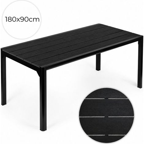 Large Black Garden Table, 8-Seater, 180×90 cm (1/5)