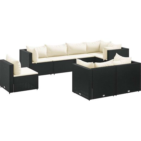 Maison Exclusive - Set Mobili da Giardino con Cuscini 8 pz Nero in Polyrattan