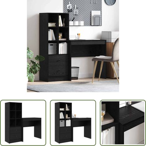 Bureau moderne - Bureau avec tiroir 2 pcs Chêne noir (1/5)