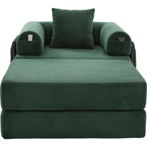 Fauteuil en velours côtelé avec repose-pieds, cadre métallique robuste et coussin ergonomique (1/5)
