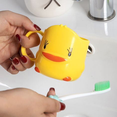 [Verre de Dent] [Duck Cartoon] [Toilette Enfant] Coupe à Brosse de Dents Mignon et Grande Capacité PP Durable (1/5)