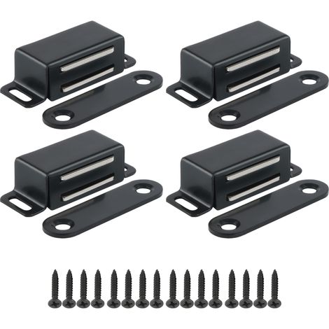 4 Pièces Aimant Porte Placard 4,6 cm,Loquet Magnétique pour Armoire de Cuisine,Tiroir,Meuble,Fermeture en Acier Inoxydable,Noir (1/5)