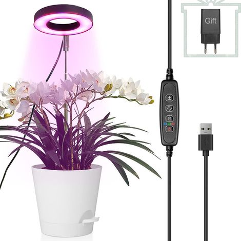 Lámpara para plantas, luz de cultivo de espectro completo, altura ajustable, 10 niveles de brillo, 3 modos de luz, ideal para plántulas, suculentas y orquídeas. (1/5)