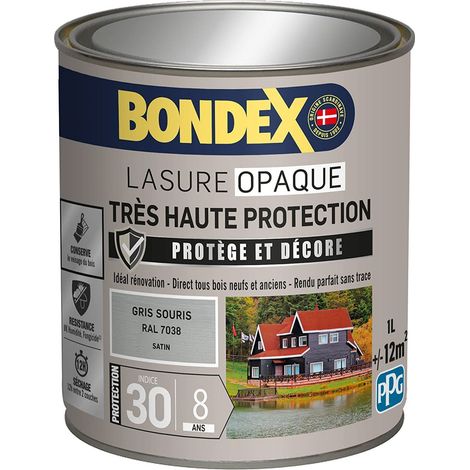 Lasure Opaque Très Haute Protection Satin Gris Souris Ral 7038 1 L (1/5)