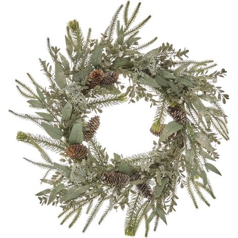 Corona navideña con piñas y eucalipto, diámetro: 55 cm - Feeric lights & christmas