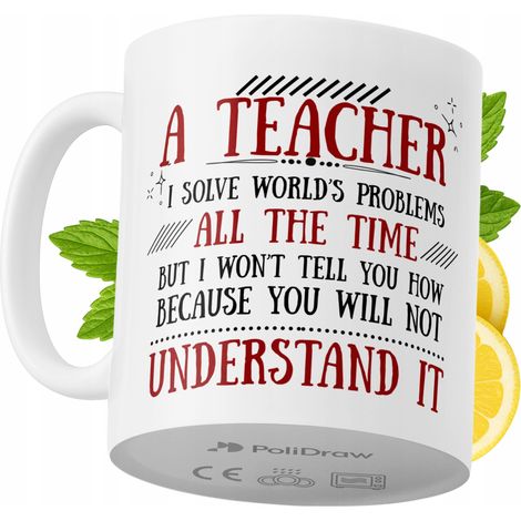 Mug humoristique pour professeur, avec un texte amusant et un design graphique original. Idéal pour les anniversaires, les fêtes et les occasions spéciales. Mug premium pour la maison, le bureau et le (1/5)
