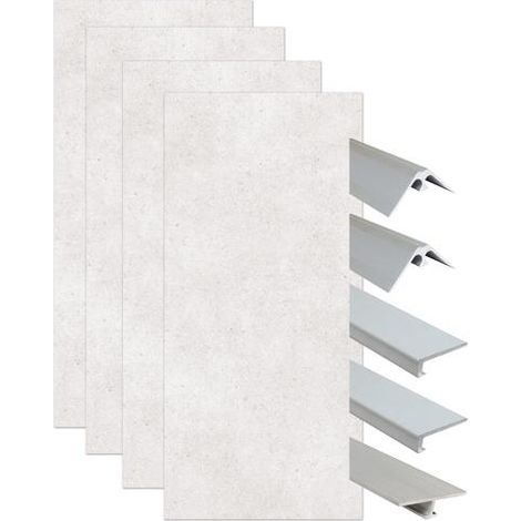 ONDEE ZEN - Pack montage 4 panneaux muraux en niche - Terrazzo 200 cm - profilés chromés