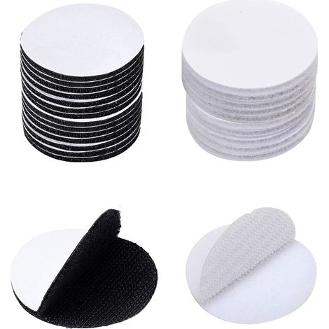 30 pares de pegatinas redondas autoadhesivas de nailon, blancas y negras, para papel, cuero y bolsos. (1/5)