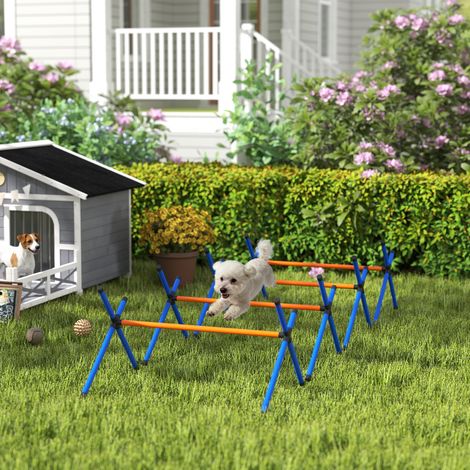 Ensemble d’agilité chiens 4 pièces haies réglables en hauteur kit d’entraînement sac transport petits chiens
