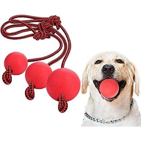 Set di tre giocattoli per animali domestici: giocattoli per cani con palla in gomma e corda, giocattoli da masticare per l'addestramento dei gatti.