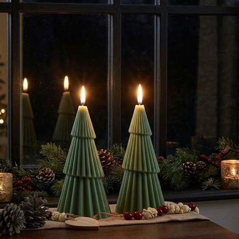 Set Of 2 LED Christmas Tree Candles (1/2)