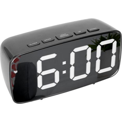 Digitaler Wecker mit großem LED-Display (Spiegeloptik), Batteriebetrieb, USB-Ladefunktion, zwei Verwendungsmöglichkeiten, elektronischer Wecker für Schlafzimmer und Studentenwohnheim (1/5)