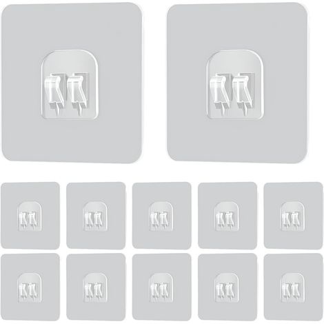 24 Stück Selbstklebende Haken, 7x7cm Duschregal Klebehaken - Klebehaken Transparent Ohne Bohren, Ohne Lochung Duschablage Ersatzhaken für Küche, Baden,Wohnzimmer, Toilette, Türwand