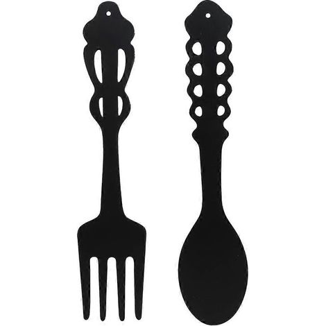 2er-Set Küchenschilder aus Metall, Gabel und Löffel, Wanddekoration, rustikale Wandschilder, Silhouette