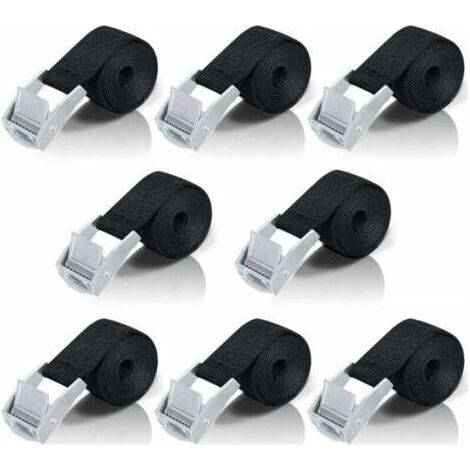 Sangle d'arrimage 1M – Lot de 8 sangles à cliquet – Boucle de serrage en alliage de zinc – Charge maximale 200kg – Fixation moto/voiture/vélo (1/5)