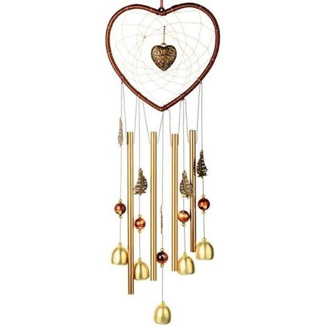 DreamCatcher Windspiel Gartenwindspiel Power Pipe Metallanhänger Gold Herzform - TOPOFLY (1/4)