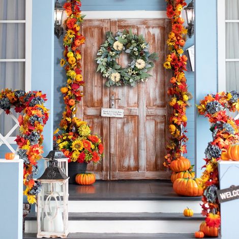 Couronne De Citrouille - Décor Automnal Pour Porte - 40 cm - Ornement Festif (1/5)