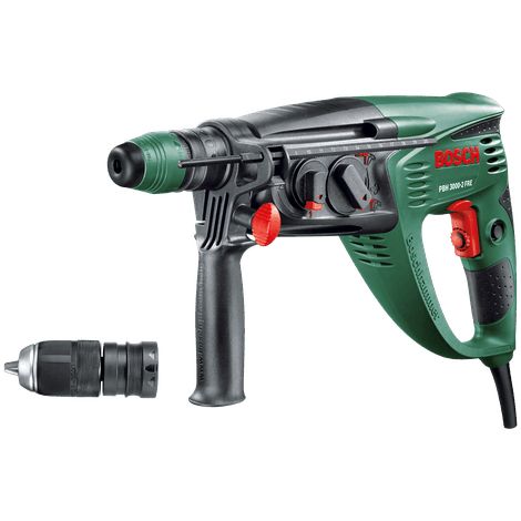 Bosch Bohrhammer PBH 3000-2 FRE (750 Watt, Flachmeißel, Tiefenanschlag, Zusatzhandgriff, BohrØ in Beton 26 mm)
